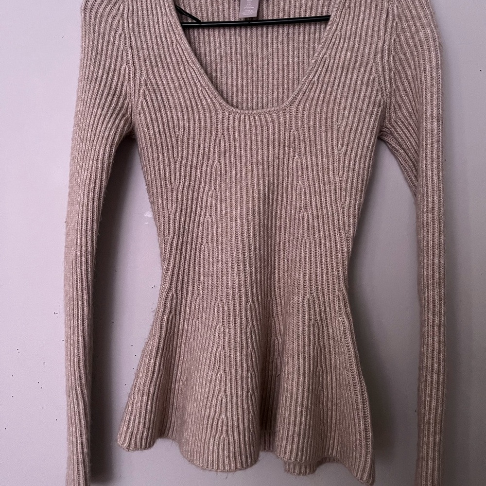 H&M Ribbed Knit Blouse - Beige